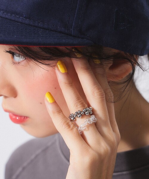 BEAMS BOY（ビームスボーイ）の「パーティー リング 2セット（リング・レディース・シルバー/ホワイト・ONE SIZE）」の4枚目の写真