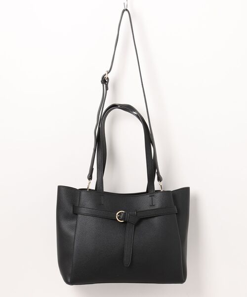 m.f.editorial（エムエフエディトリアル）の「【2way】結びベルトデザイン トートバッグ A4対応（トートバッグ・レディース・ベージュ/ブラック・FREE）」の3枚目の写真