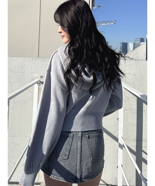 GYDA（ジェイダ）の「PRESH short ニットパーカー（ニット/セーター・レディース・ライトグレー/ライトイエロー/ブラック・FREE）」の12枚目の写真