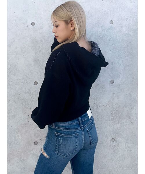 GYDA（ジェイダ）の「PRESH short ニットパーカー（ニット/セーター・レディース・ライトグレー/ライトイエロー/ブラック・FREE）」の16枚目の写真