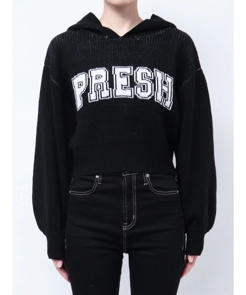 GYDA（ジェイダ）の「PRESH short ニットパーカー（ニット/セーター・レディース・ライトグレー/ライトイエロー/ブラック・FREE）」の21枚目の写真