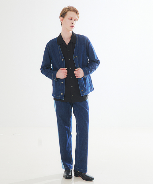 5351 POUR LES HOMMES(ゴーサンゴーイチプールオム)の「【セットアップ対応】コンビネーション ワイド デニム パンツ(デニムパンツ・メンズ・ブラック/インディゴブルー・50/48/46/44)」の12枚目の写真