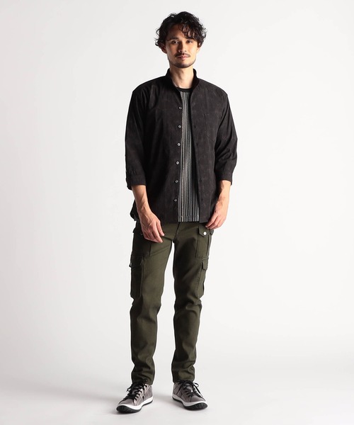 NICOLE CLUB FOR MEN(ニコルクラブフォーメン)の「アラカルトプリント 7分袖ショートスタンドカラーシャツ(シャツ/ブラウス・メンズ・オフホワイト/ブラック系/ブラック/ホワイト系・LARGE/MEDIUM/X-LARGE)」の6枚目の写真