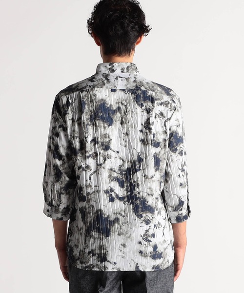 NICOLE CLUB FOR MEN(ニコルクラブフォーメン)の「アラカルトプリント 7分袖ショートスタンドカラーシャツ(シャツ/ブラウス・メンズ・オフホワイト/ブラック系/ブラック/ホワイト系・LARGE/MEDIUM/X-LARGE)」の9枚目の写真