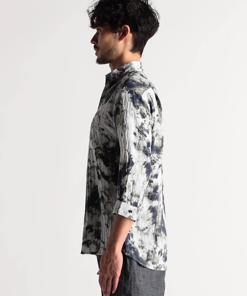 NICOLE CLUB FOR MEN(ニコルクラブフォーメン)の「アラカルトプリント 7分袖ショートスタンドカラーシャツ(シャツ/ブラウス・メンズ・オフホワイト/ブラック系/ブラック/ホワイト系・LARGE/MEDIUM/X-LARGE)」の10枚目の写真