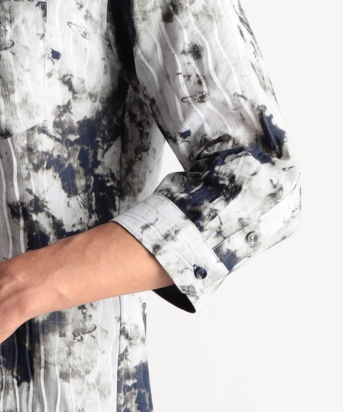 NICOLE CLUB FOR MEN(ニコルクラブフォーメン)の「アラカルトプリント 7分袖ショートスタンドカラーシャツ(シャツ/ブラウス・メンズ・オフホワイト/ブラック系/ブラック/ホワイト系・LARGE/MEDIUM/X-LARGE)」の13枚目の写真