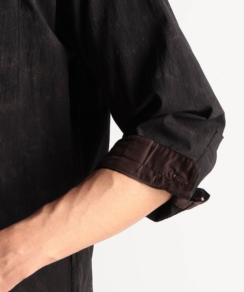 NICOLE CLUB FOR MEN(ニコルクラブフォーメン)の「アラカルトプリント 7分袖ショートスタンドカラーシャツ(シャツ/ブラウス・メンズ・オフホワイト/ブラック系/ブラック/ホワイト系・LARGE/MEDIUM/X-LARGE)」の15枚目の写真