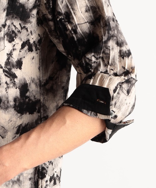 NICOLE CLUB FOR MEN(ニコルクラブフォーメン)の「アラカルトプリント 7分袖ショートスタンドカラーシャツ(シャツ/ブラウス・メンズ・オフホワイト/ブラック系/ブラック/ホワイト系・LARGE/MEDIUM/X-LARGE)」の17枚目の写真