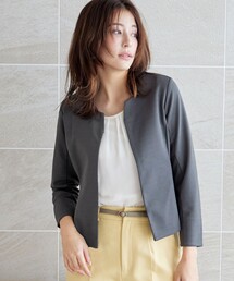 ESCADA ノーカラージャケット 42 グレー ノーカラージャケット（グレー/灰色系）ファッション通販 - ZOZOTOWN
