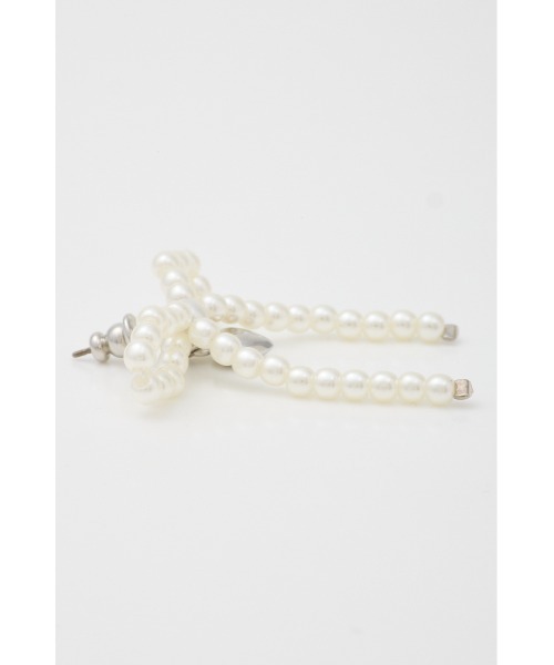 SLY（スライ）の「RIBBON CHARM P/EARRING リボン チャーム ピアス（ピアス（両耳用）・レディース・クリア/シルバー/ホワイト・FREE）」の5枚目の写真