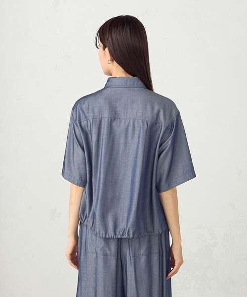 COMME CA ISM(コムサイズム)の「デニム風ドロスト付き ショートシャツ / セットアップ対応(シャツ/ブラウス・レディース・ブラック/ネイビー/カーキ・FREE)」の19枚目の写真