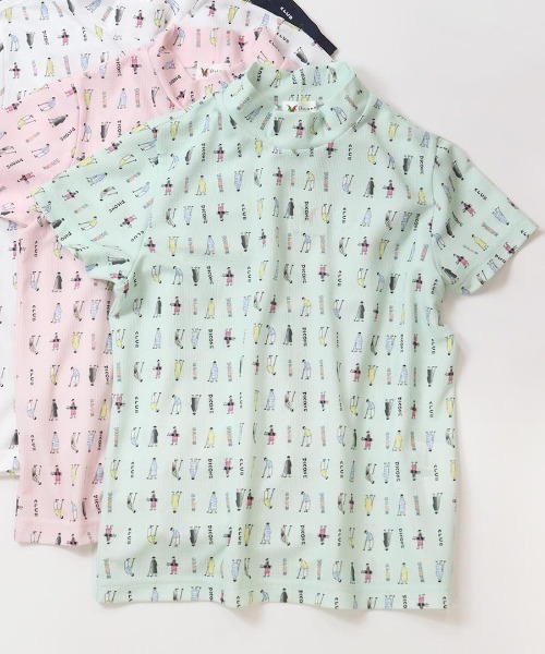 Picone CLUB(ピッコーネクラブ)の「ゴルフピコ柄プルオーバー(Tシャツ/カットソー・レディース・ホワイト/ライトグリーン/ピンク/ネイビー・L/M/S)」の3枚目の写真