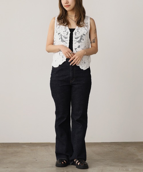 ADAWAS（アダワズ）の「ADAWAS/アダワス LILY EMBROIDERY V-NECK VEST Vネックベスト（ベスト・レディース・ホワイト/ブラック/ミント・ONE SIZE）」の9枚目の写真