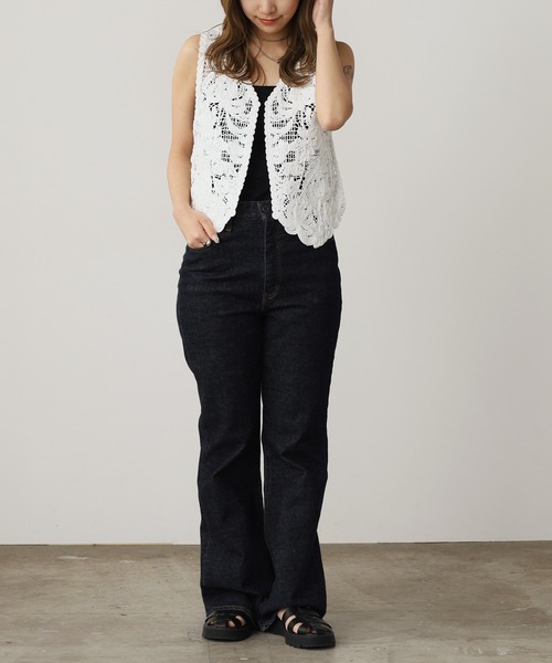 ADAWAS（アダワズ）の「ADAWAS/アダワス LILY EMBROIDERY V-NECK VEST Vネックベスト（ベスト・レディース・ホワイト/ブラック/ミント・ONE SIZE）」の8枚目の写真