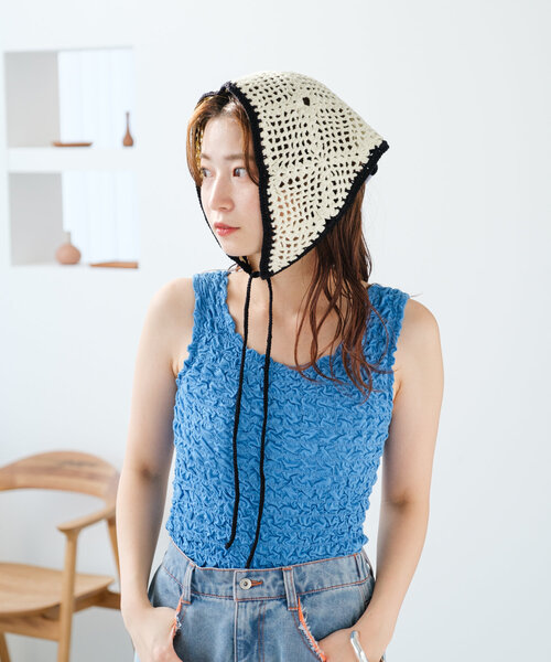 Kastane(カスタネ)の「*バブーシュカ(バンダナ/スカーフ・レディース・アイボリー/ホワイト・FREE)」の9枚目の写真