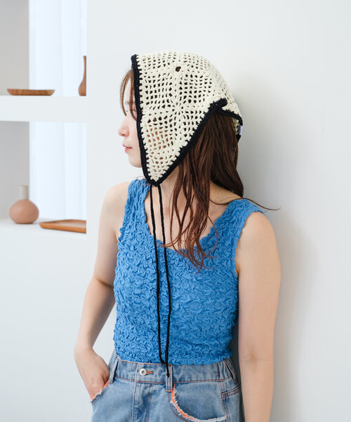 Kastane(カスタネ)の「*バブーシュカ(バンダナ/スカーフ・レディース・アイボリー/ホワイト・FREE)」の8枚目の写真