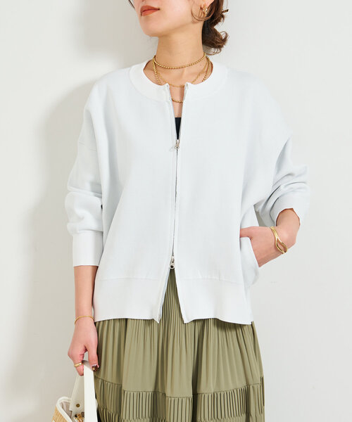 un dix cors(アンディコール)の「《オンオフ着回せる》スウェットライクニットカーディガン(カーディガン/ボレロ・レディース・チャコールグレー/オレンジ/オフホワイト/ピンク/グリーン/アイボリー/ダークグレー・FREE)」の2枚目の写真