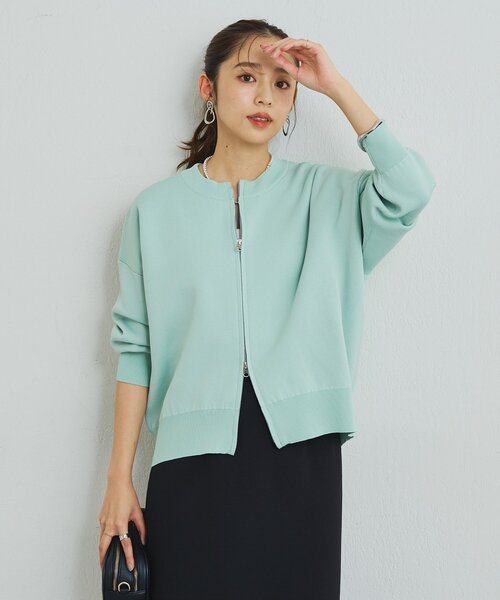 un dix cors(アンディコール)の「《オンオフ着回せる》スウェットライクニットカーディガン(カーディガン/ボレロ・レディース・チャコールグレー/オレンジ/オフホワイト/ピンク/グリーン/アイボリー/ダークグレー・FREE)」の8枚目の写真