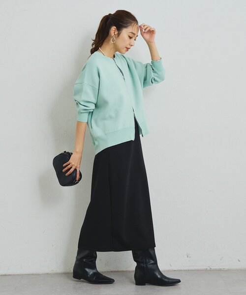 un dix cors(アンディコール)の「《オンオフ着回せる》スウェットライクニットカーディガン(カーディガン/ボレロ・レディース・チャコールグレー/オレンジ/オフホワイト/ピンク/グリーン/アイボリー/ダークグレー・FREE)」の11枚目の写真