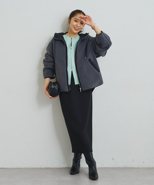 un dix cors(アンディコール)の「《オンオフ着回せる》スウェットライクニットカーディガン(カーディガン/ボレロ・レディース・チャコールグレー/オレンジ/オフホワイト/ピンク/グリーン/アイボリー/ダークグレー・FREE)」の14枚目の写真