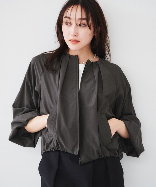 最新作売れ筋が満載 セール】【春の軽羽織り】ボリューム袖 ノーカラーブルゾン ジャケット・アウター