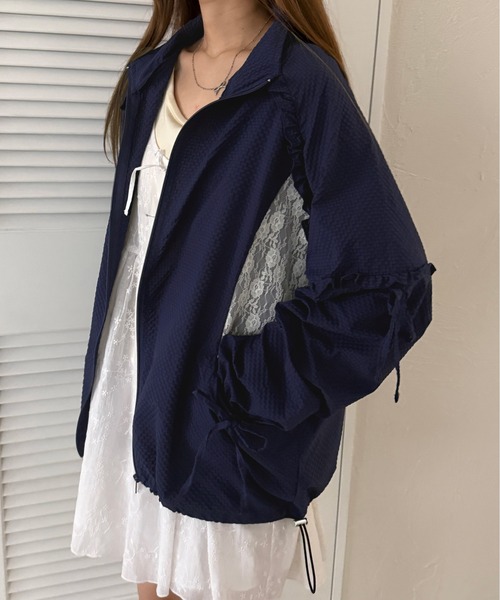 kutir（クティール）の「レース切り替えチェックフリルリボンナイロン