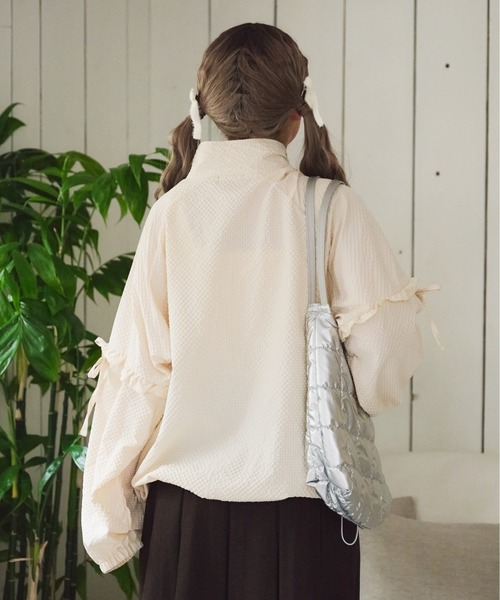 kutir（クティール）の「レース切り替えチェックフリルリボンナイロン