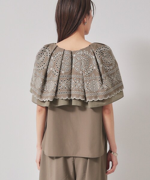 Sunauna（スーナウーナ）の「【幾何柄／エンブロイダリー】ケープカラーブラウス（シャツ/ブラウス・レディース・カーキ/ブラック・40/38）」の15枚目の写真