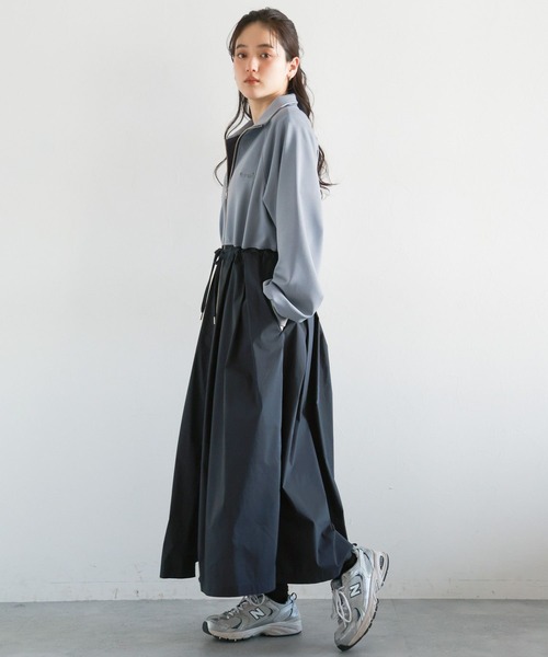 RAGEBLUE（レイジブルー）の「異素材ドッキング/トラックジャージワンピース（ワンピース・レディース・ブラック/ネイビー・FREE）」の11枚目の写真