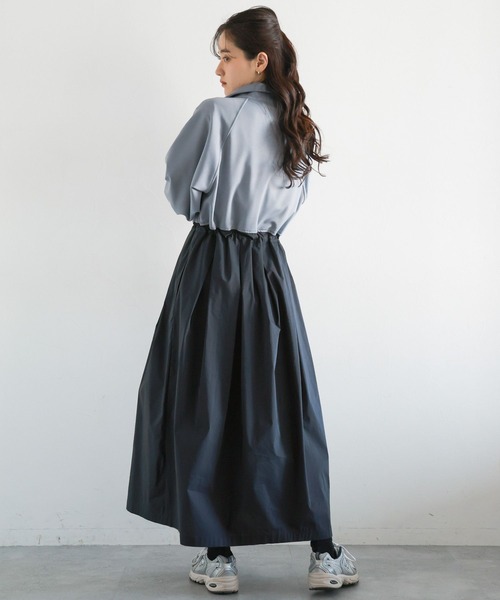 RAGEBLUE（レイジブルー）の「異素材ドッキング/トラックジャージワンピース（ワンピース・レディース・ブラック/ネイビー・FREE）」の12枚目の写真