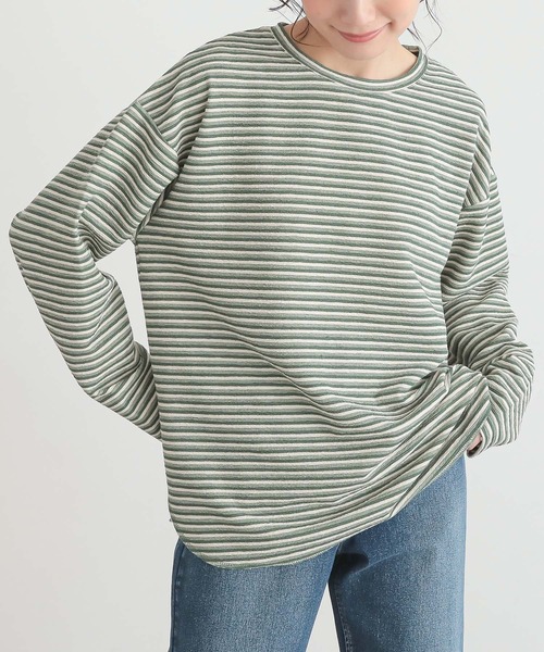 n'OrLABEL(ノアールレーベル)の「『リップルボーダーロンT』(Tシャツ/カットソー・レディース・グリーン/ピンク/ベージュ/ブラック・FREE)」の3枚目の写真