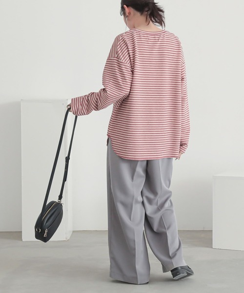 n'OrLABEL(ノアールレーベル)の「『リップルボーダーロンT』(Tシャツ/カットソー・レディース・グリーン/ピンク/ベージュ/ブラック・FREE)」の15枚目の写真