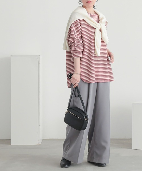 n'OrLABEL(ノアールレーベル)の「『リップルボーダーロンT』(Tシャツ/カットソー・レディース・グリーン/ピンク/ベージュ/ブラック・FREE)」の13枚目の写真