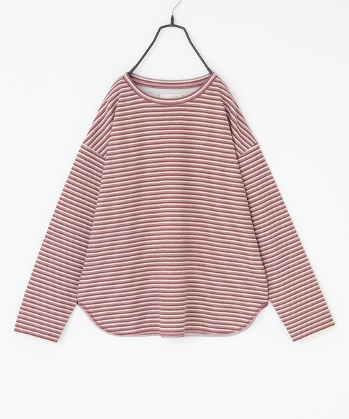 n'OrLABEL(ノアールレーベル)の「『リップルボーダーロンT』(Tシャツ/カットソー・レディース・グリーン/ピンク/ベージュ/ブラック・FREE)」の7枚目の写真