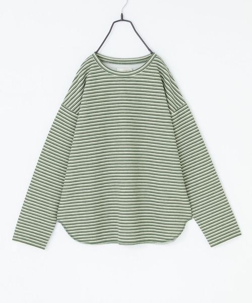 n'OrLABEL(ノアールレーベル)の「『リップルボーダーロンT』(Tシャツ/カットソー・レディース・グリーン/ピンク/ベージュ/ブラック・FREE)」の9枚目の写真