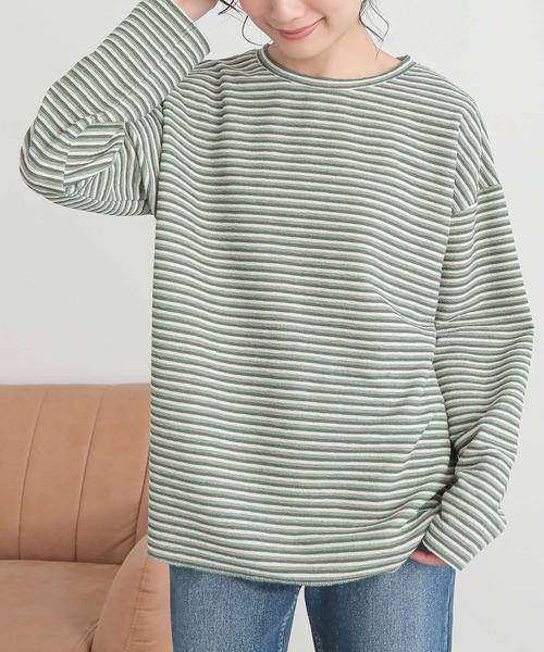 n'OrLABEL(ノアールレーベル)の「『リップルボーダーロンT』(Tシャツ/カットソー・レディース・グリーン/ピンク/ベージュ/ブラック・FREE)」の22枚目の写真