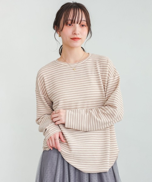 n'OrLABEL(ノアールレーベル)の「リップルボーダーロンT(Tシャツ/カットソー・レディース・グリーン/ピンク/ベージュ/ブラック・FREE)」の22枚目の写真