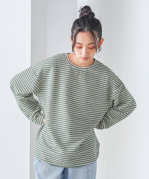 n'OrLABEL(ノアールレーベル)の「リップルボーダーロンT(Tシャツ/カットソー・レディース・グリーン/ピンク/ベージュ/ブラック・FREE)」の16枚目の写真