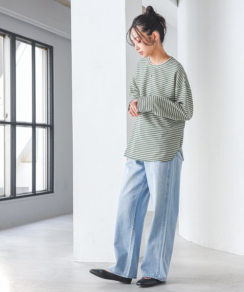n'OrLABEL(ノアールレーベル)の「リップルボーダーロンT(Tシャツ/カットソー・レディース・グリーン/ピンク/ベージュ/ブラック・FREE)」の20枚目の写真