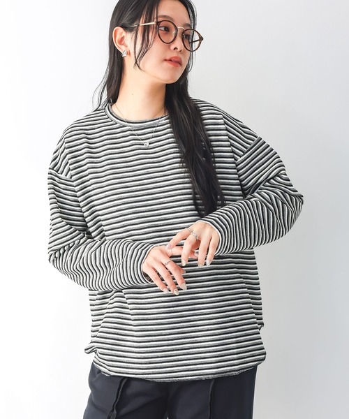 n'OrLABEL(ノアールレーベル)の「リップルボーダーロンT(Tシャツ/カットソー・レディース・グリーン/ピンク/ベージュ/ブラック・FREE)」の10枚目の写真