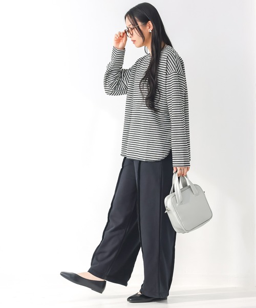 n'OrLABEL(ノアールレーベル)の「リップルボーダーロンT(Tシャツ/カットソー・レディース・グリーン/ピンク/ベージュ/ブラック・FREE)」の15枚目の写真
