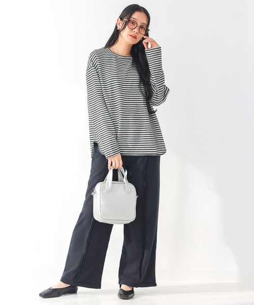 n'OrLABEL(ノアールレーベル)の「リップルボーダーロンT(Tシャツ/カットソー・レディース・グリーン/ピンク/ベージュ/ブラック・FREE)」の14枚目の写真