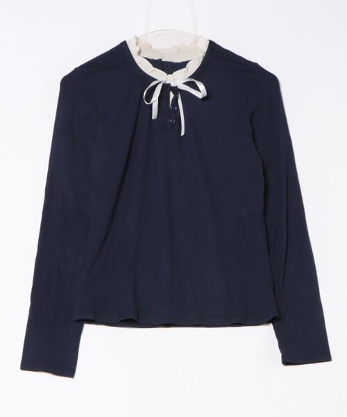 LADY LIKE（レディライク）の「サテンリボンレイヤー風トップス（Tシャツ/カットソー・レディース・アイボリー/サックスブルー/ネイビー・M）」の19枚目の写真