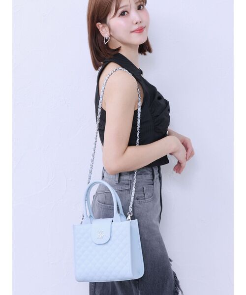 EATME（イートミー）の「E/Mキルティングバッグ（ハンドバッグ・レディース・ブルー/オフホワイト/ブラック・FREE）」の5枚目の写真