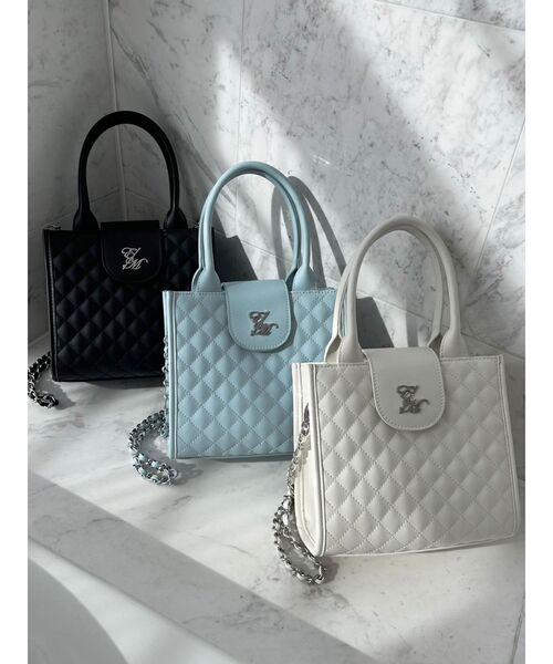 EATME（イートミー）の「E/Mキルティングバッグ（ハンドバッグ・レディース・ブルー/オフホワイト/ブラック・FREE）」の9枚目の写真