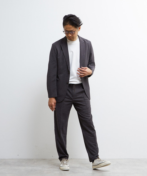 MEN'S MELROSE(メンズメルローズ)の「トラベストハンドトゥースエアリーテーパードパンツ(セットアップ可)(スラックス・メンズ・ネイビー/グレー・4/5/2/3)」の12枚目の写真