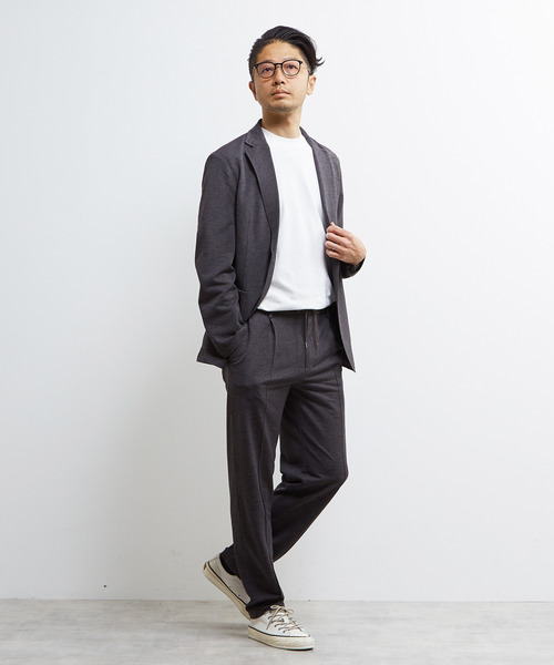 MEN'S MELROSE(メンズメルローズ)の「トラベストハンドトゥースエアリーテーパードパンツ(セットアップ可)(スラックス・メンズ・ネイビー/グレー・4/5/2/3)」の13枚目の写真