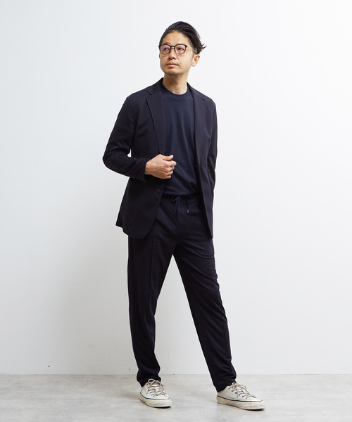 MEN'S MELROSE(メンズメルローズ)の「トラベストハンドトゥースエアリーテーパードパンツ(セットアップ可)(スラックス・メンズ・ネイビー/グレー・4/5/2/3)」の8枚目の写真