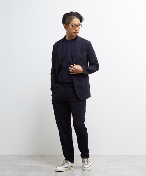 MEN'S MELROSE(メンズメルローズ)の「トラベストハンドトゥースエアリーテーパードパンツ(セットアップ可)(スラックス・メンズ・ネイビー/グレー・4/5/2/3)」の9枚目の写真