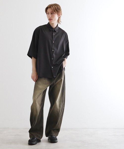 tk.TAKEO KIKUCHI（ティーケータケオキクチ）の「【WEB限定】無地/花柄アソートドレープ半袖シャツ（シャツ/ブラウス・メンズ・ホワイト/ブラック/ブルー/ホワイト系4/ブラック系3・01/02/03）」の19枚目の写真